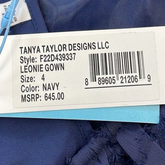 NWT Tanya Taylor Leonie Gown Navy Blue Maxi Formal Notched V Sz 4 - Picture 13 of 16